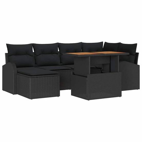 Salon de Jardin 5 Places 7 pcs Poly Rotin avec Table Basse et Rangement Noir – ComfortXL Outdoor Living - Image 2