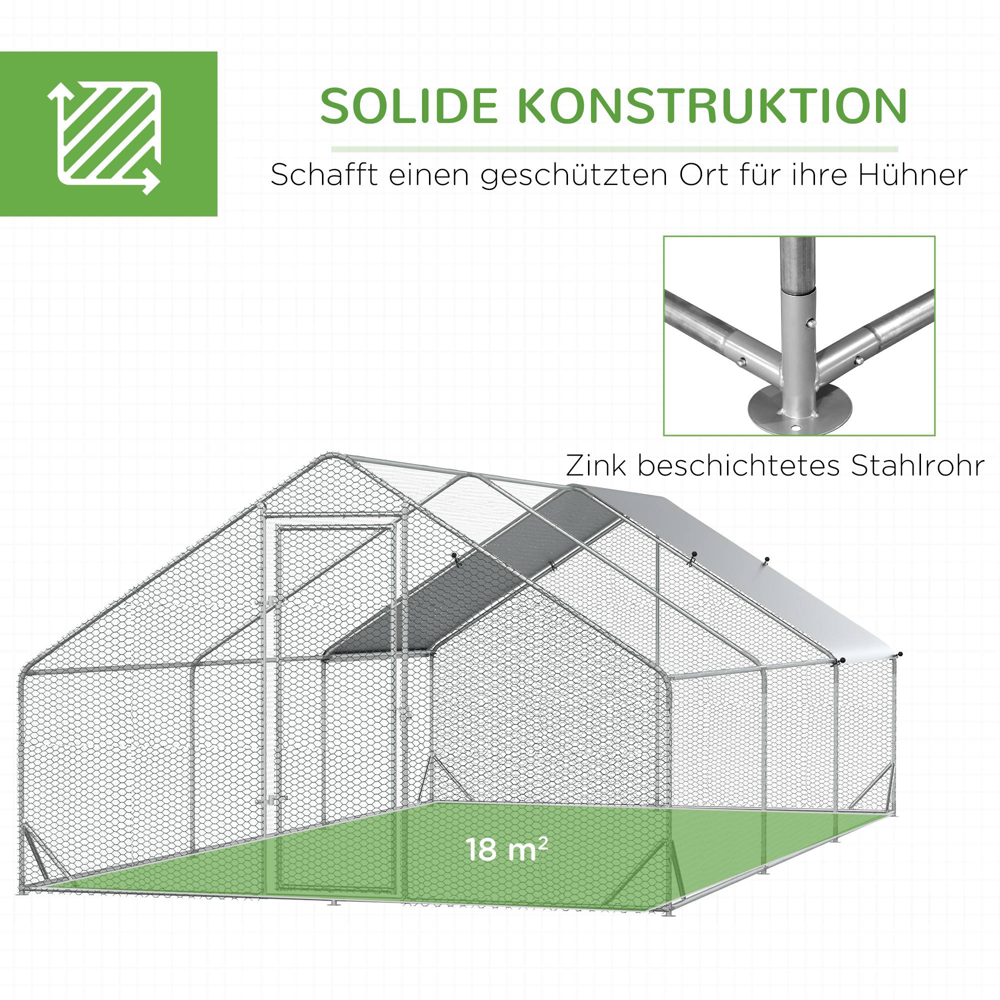 ComfortXL - Enclos poulailler acier galvanisé 3 x 2 x 2 m pour 4 à 6 poules avec toit d’ombrage - ComfortXL Outdoor Living - Image 8