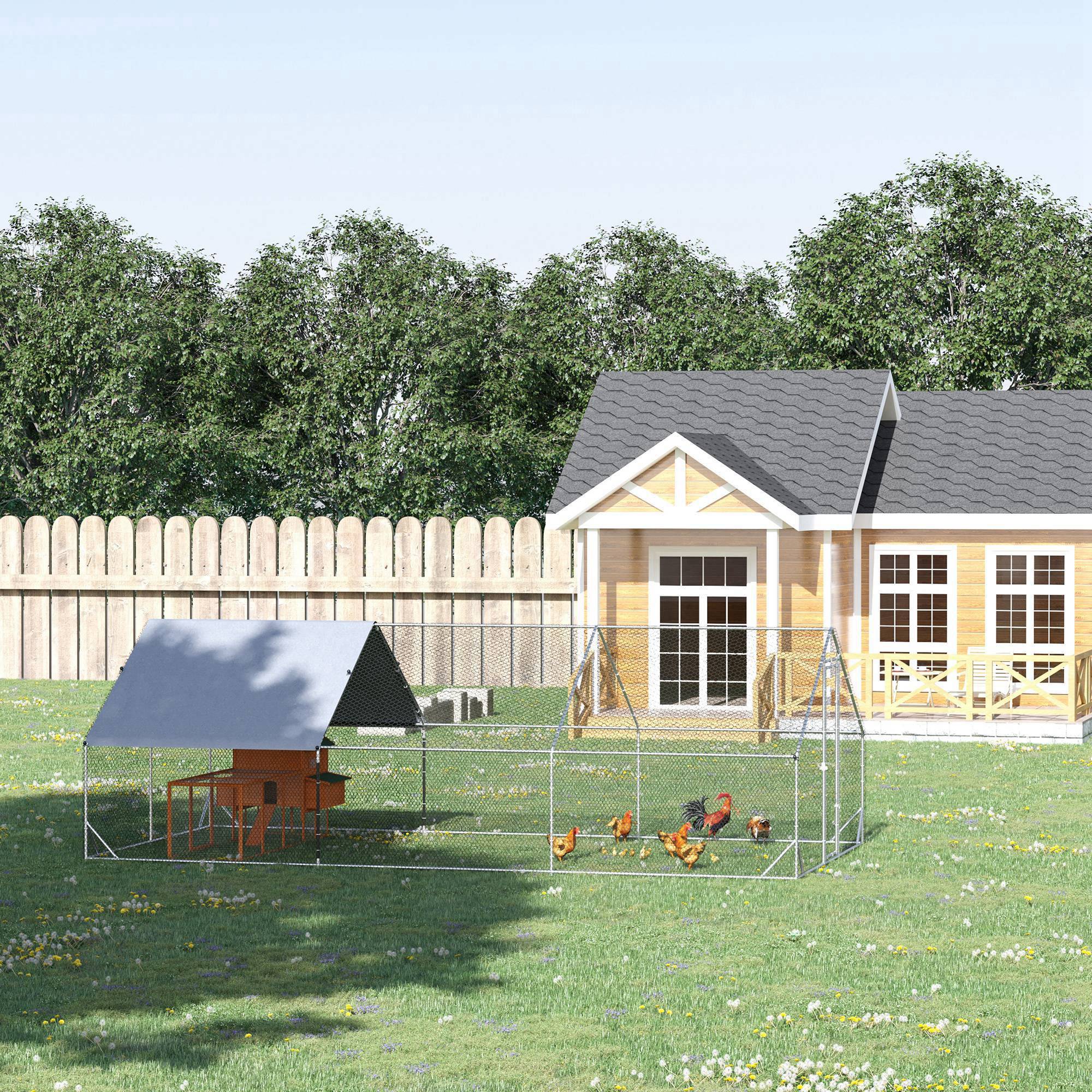 ComfortXL - Enclos poulailler acier galvanisé 3 x 2 x 2 m pour 4 à 6 poules avec toit d’ombrage - ComfortXL Outdoor Living - Image 4