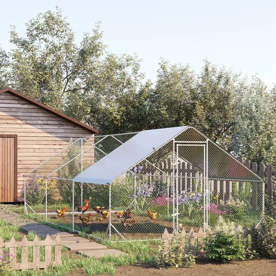 ComfortXL - Enclos poulailler acier galvanisé 3 x 2 x 2 m pour 4 à 6 poules avec toit d’ombrage - ComfortXL Outdoor Living - Image 3