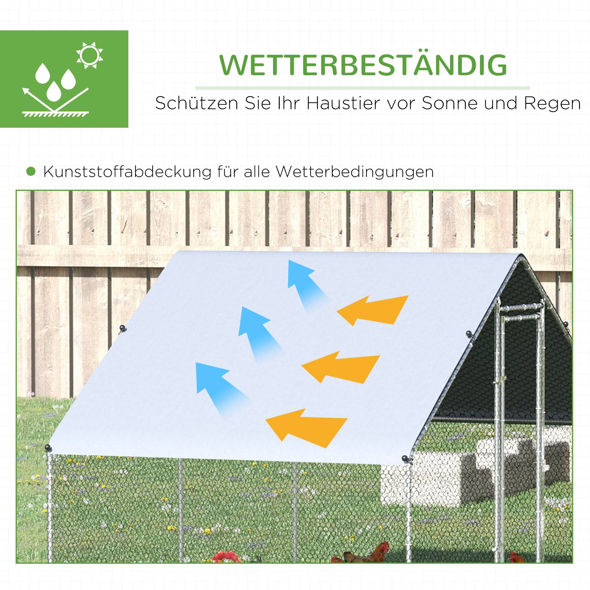 ComfortXL - Enclos poulailler acier galvanisé 3 x 2 x 2 m pour 4 à 6 poules avec toit d’ombrage - ComfortXL Outdoor Living - Image 6