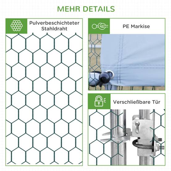 ComfortXL - Enclos poulailler acier galvanisé 3 x 2 x 2 m pour 4 à 6 poules avec toit d’ombrage - ComfortXL Outdoor Living - Image 9