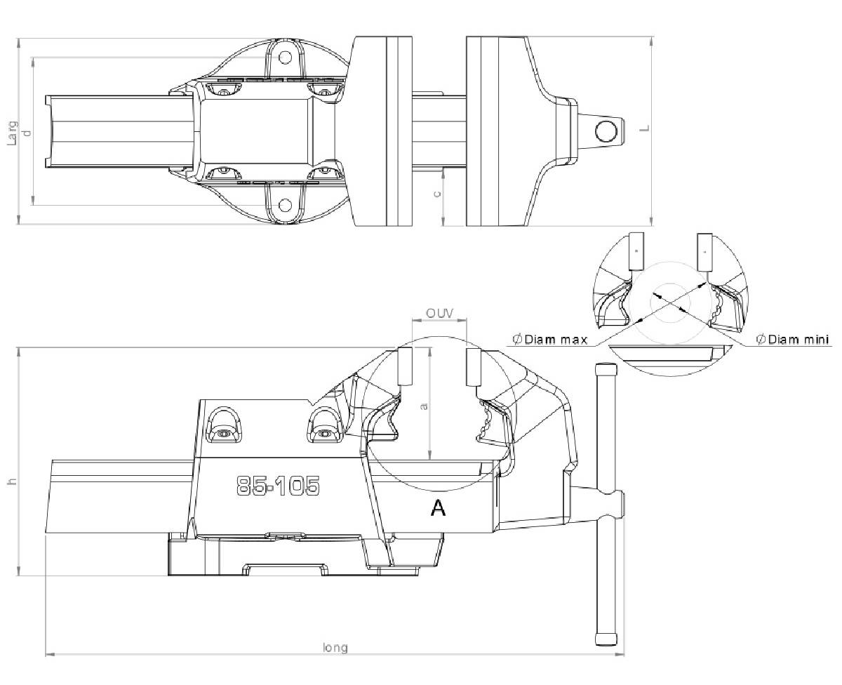 Étau d'établis DOLEX Serie 80 avec serre tube - Ouverture : 185 mm - 87 - Image 2