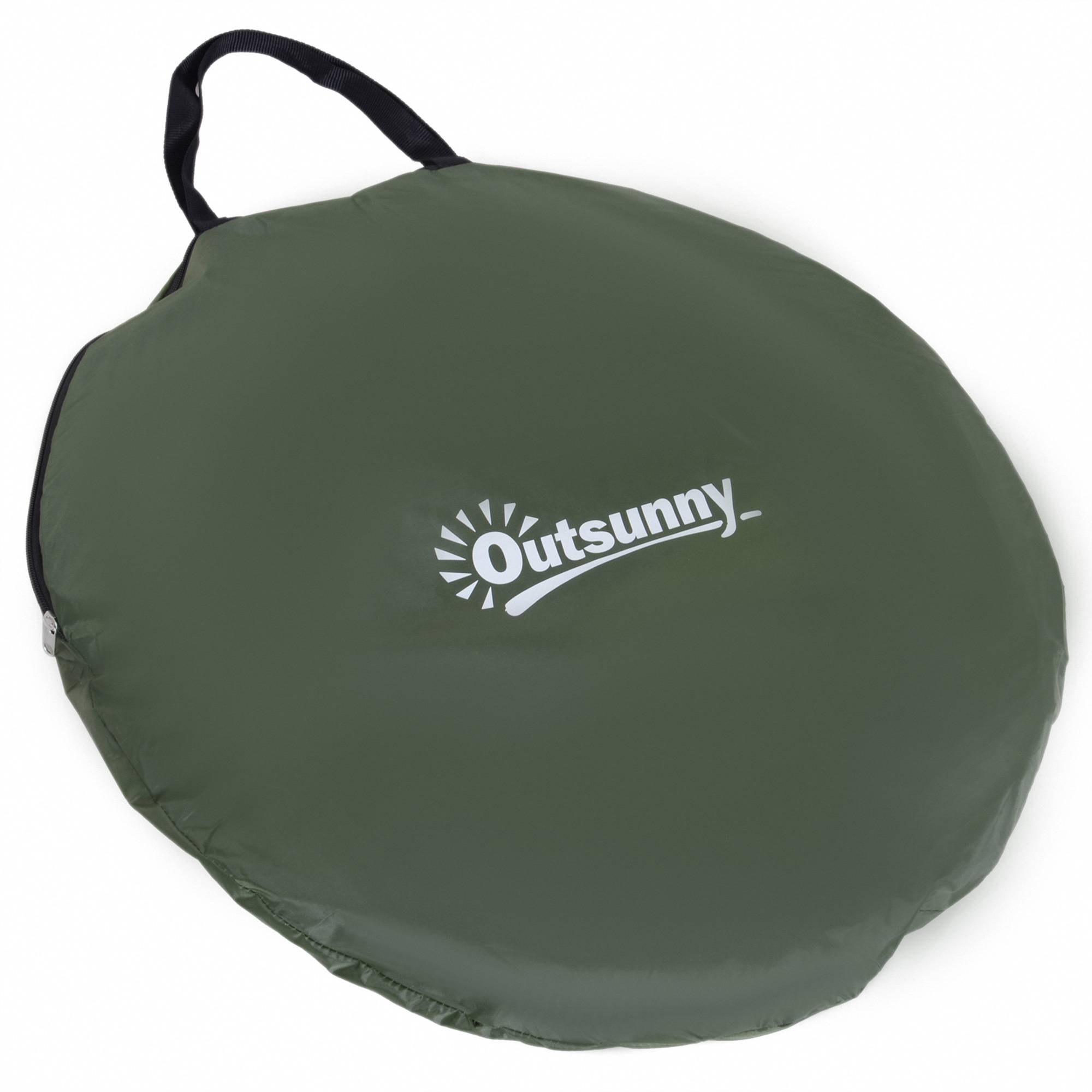 Tente de douche pliable avec protection UV, toit imperméable et poignée pour le camping et la plage, 100 x 100 x 185 cm, verte - Image 10
