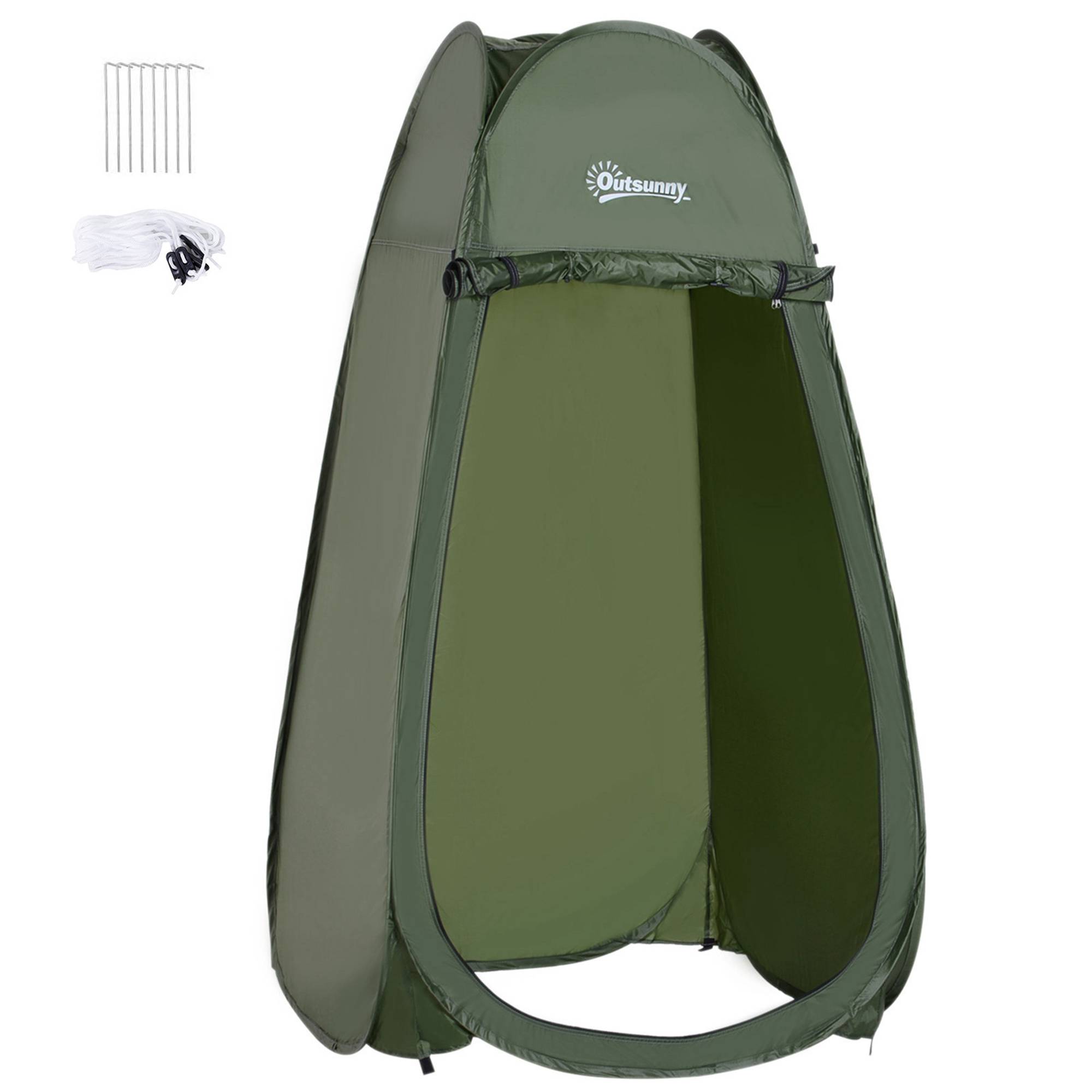 Tente de douche pliable avec protection UV, toit imperméable et poignée pour le camping et la plage, 100 x 100 x 185 cm, verte - Image 1