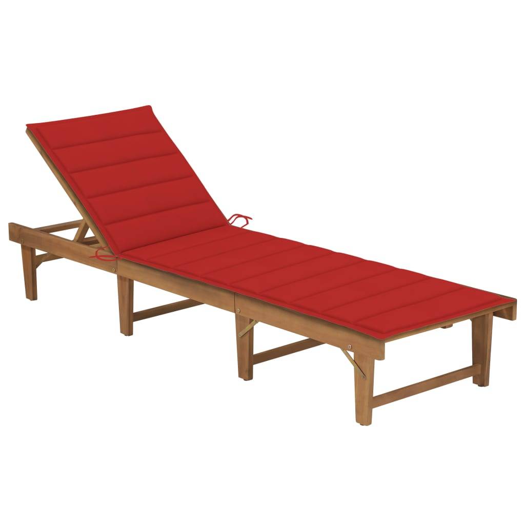 Helloshop26 - Transat chaise longue bain de soleil lit de jardin terrasse meuble d'extérieur pliable avec coussin bois d'acacia solide - Imagen 1