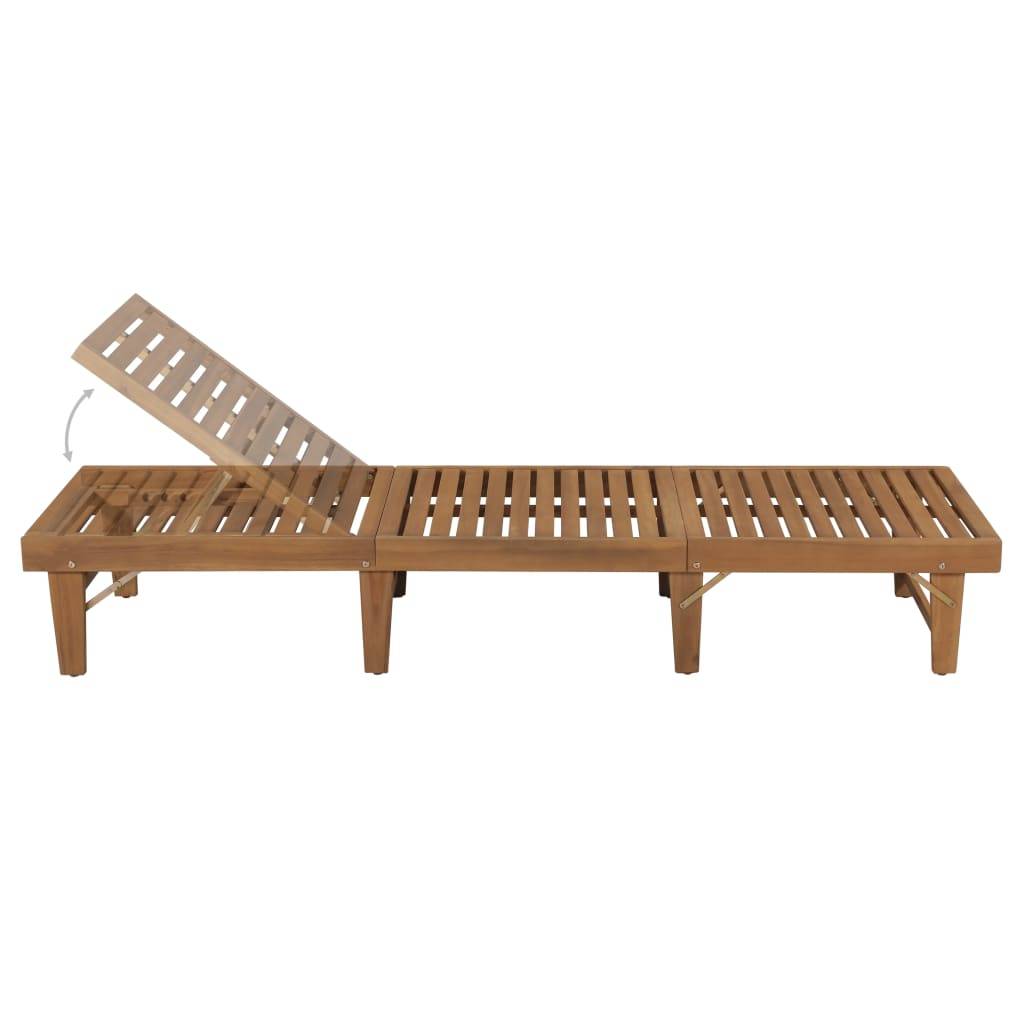 Helloshop26 - Transat chaise longue bain de soleil lit de jardin terrasse meuble d'extérieur pliable avec coussin bois d'acacia solide - Imagen 3