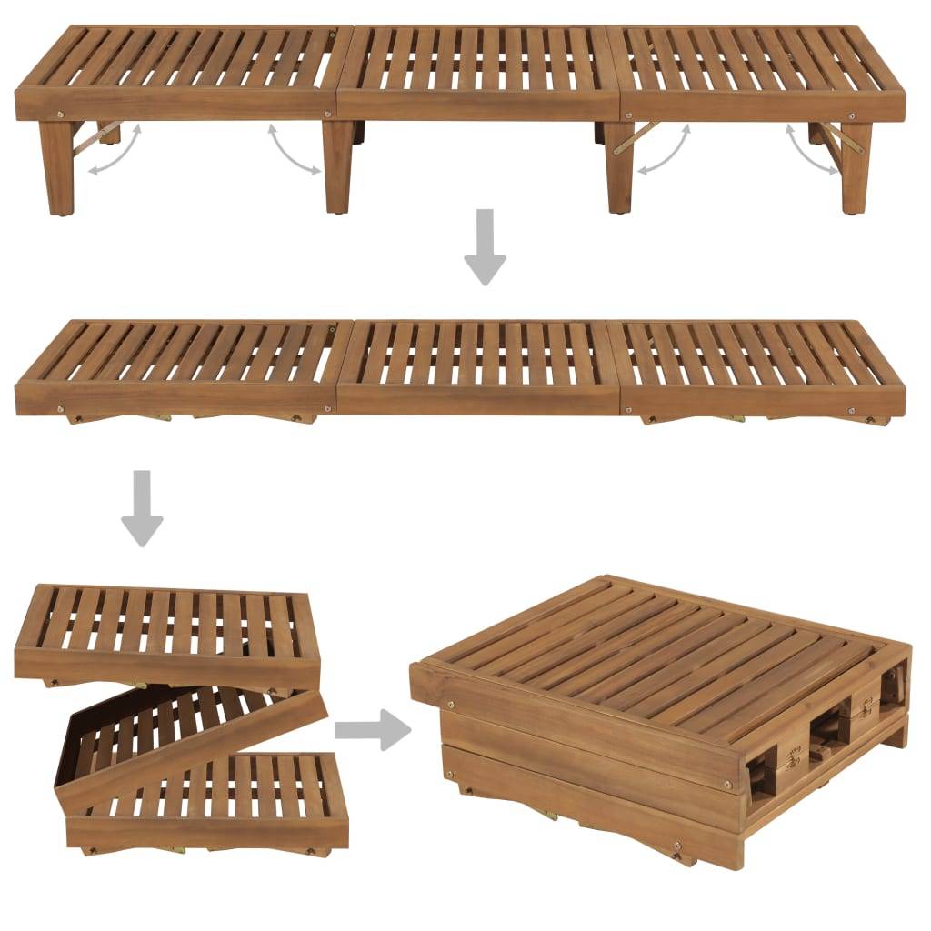 Helloshop26 - Transat chaise longue bain de soleil lit de jardin terrasse meuble d'extérieur pliable avec coussin bois d'acacia solide - Imagen 5