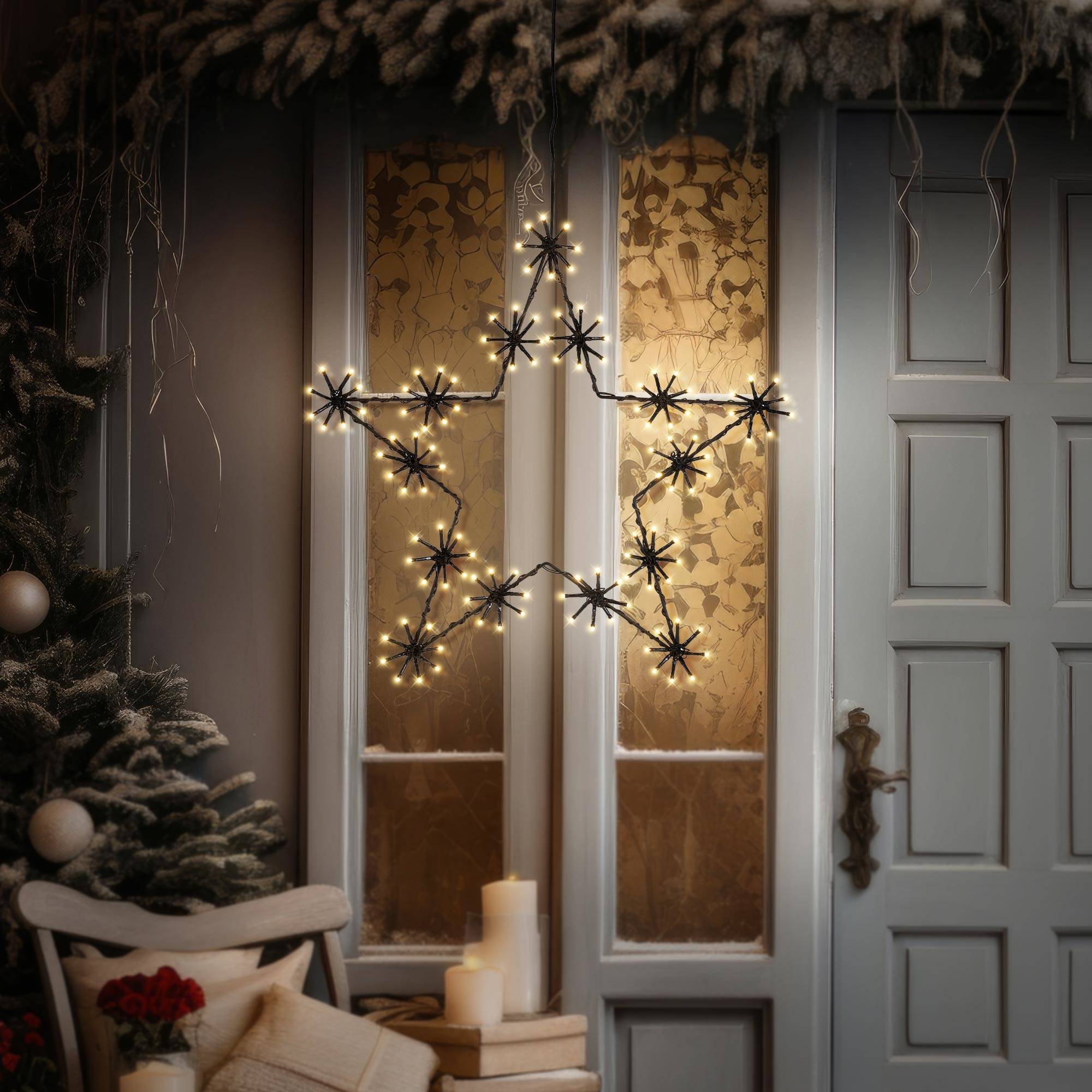 Ecd-Germany - Étoile de Noël  à LED 50 cm ornement décoration d'hiver lumineuse en métal IP44 - Imagen 9