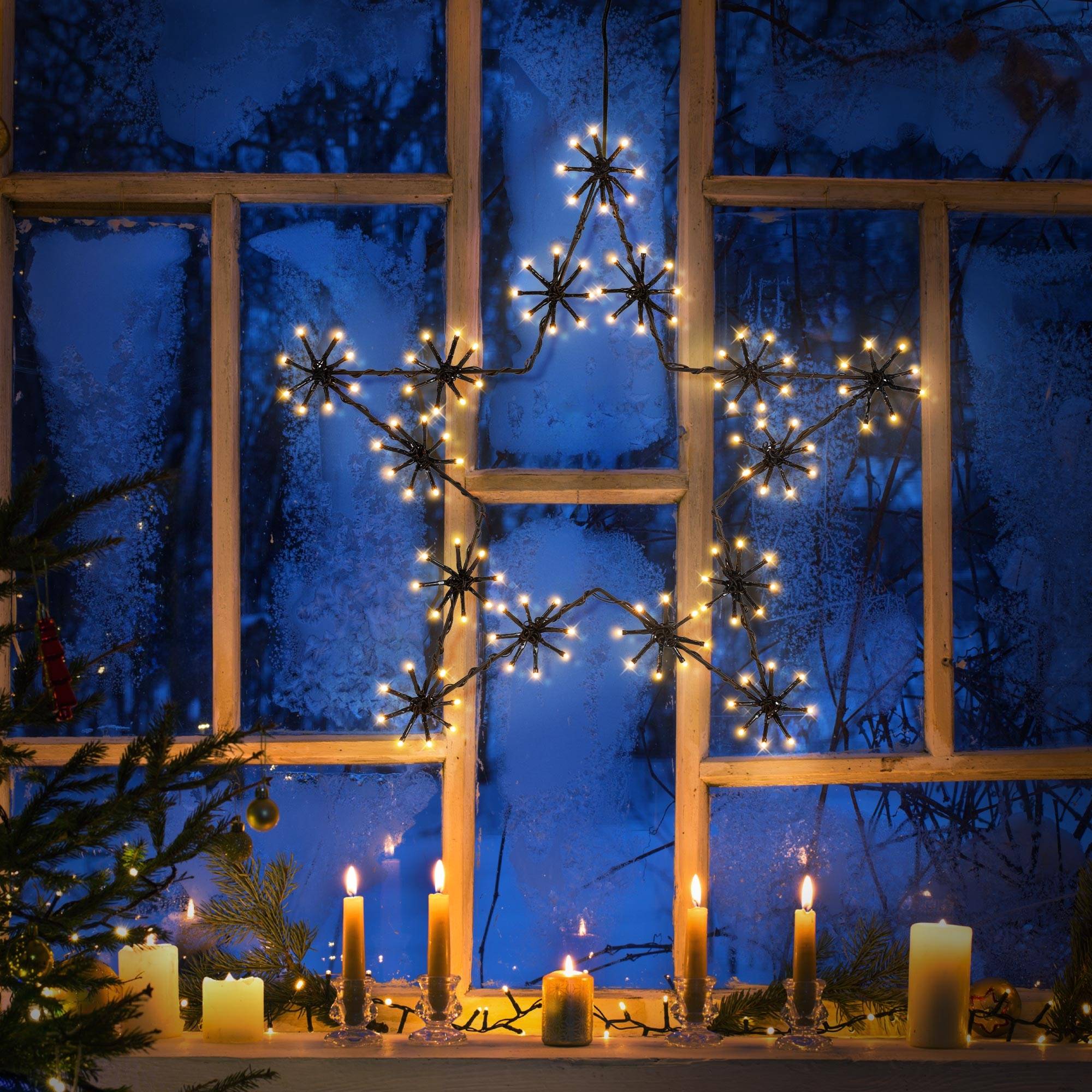 Ecd-Germany - Étoile de Noël  à LED 50 cm ornement décoration d'hiver lumineuse en métal IP44 - Imagen 10