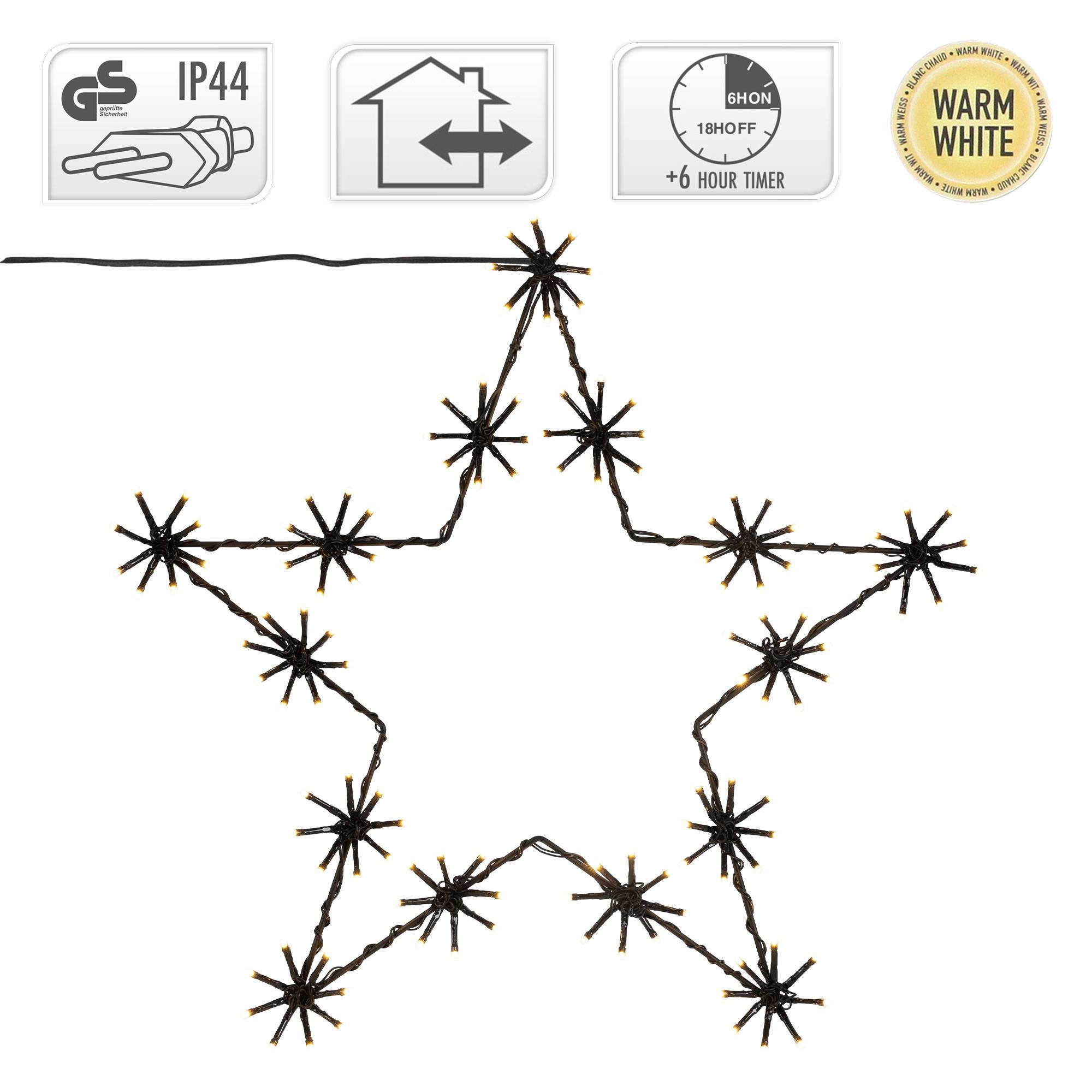 Ecd-Germany - Étoile de Noël  à LED 50 cm ornement décoration d'hiver lumineuse en métal IP44 - Imagen 5