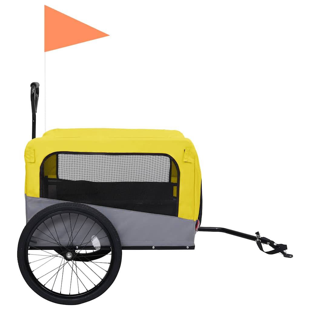 Remorque vélo poussette 2-en-1 acier et tissu oxford jaune et gris 131 x 63.5 x 107 cm - PANGIVO - Image 4