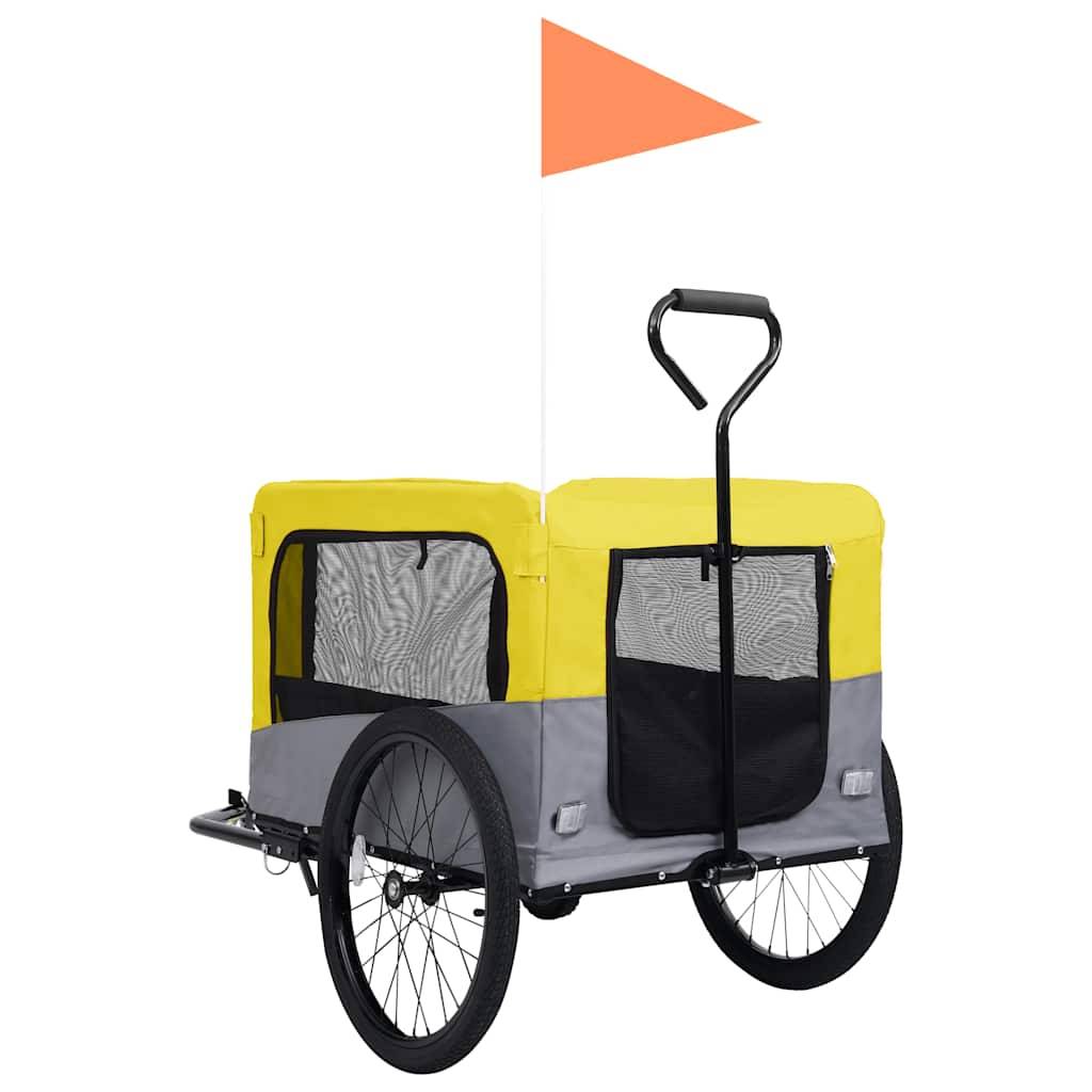 Remorque vélo poussette 2-en-1 acier et tissu oxford jaune et gris 131 x 63.5 x 107 cm - PANGIVO - Image 5