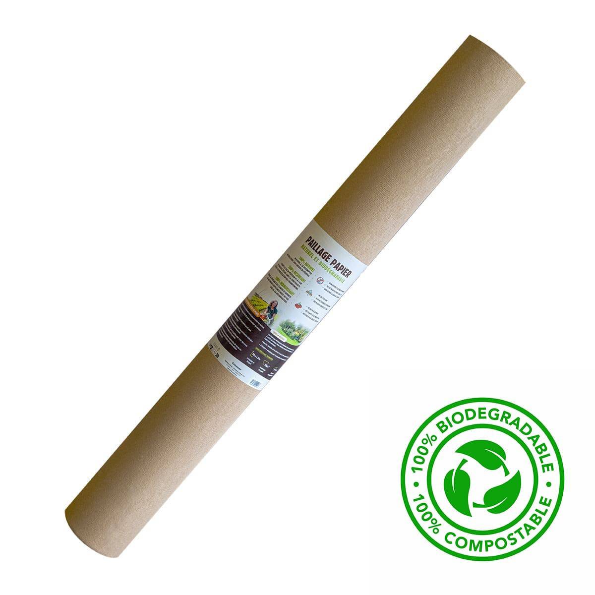 Kit Toile de paillage Papier Kraft 0.9 x 20m + 60 Piquets Bois fixation Paillage Autodégradable Anti mauvaises herbes Jardin - Image 3