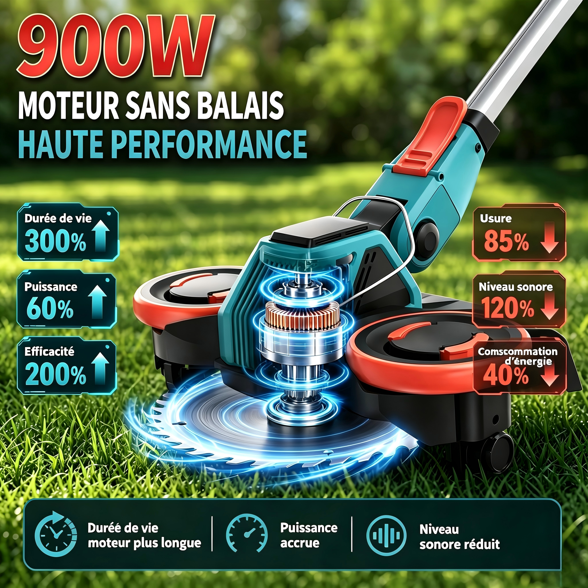 Sans Marque - Tondeuse à gazon multifonctionnelle sans fil Traumheim - Image 2