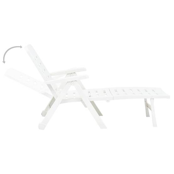 Bain De Soleil pliable, Transat, Chaise longue Plastique Blanc MP262 - Image 4