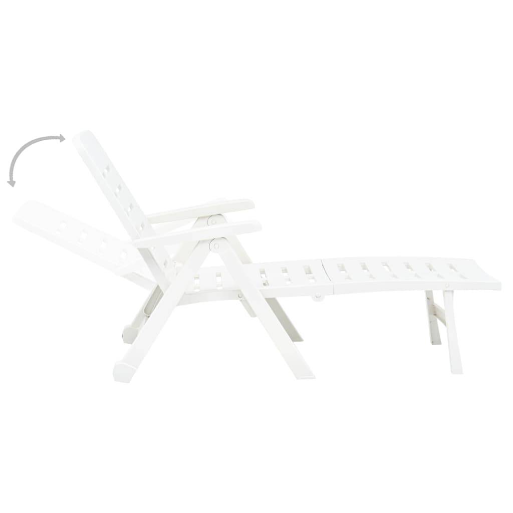 Bain De Soleil pliable, Transat, Chaise longue Plastique Blanc MP262 - Image 4
