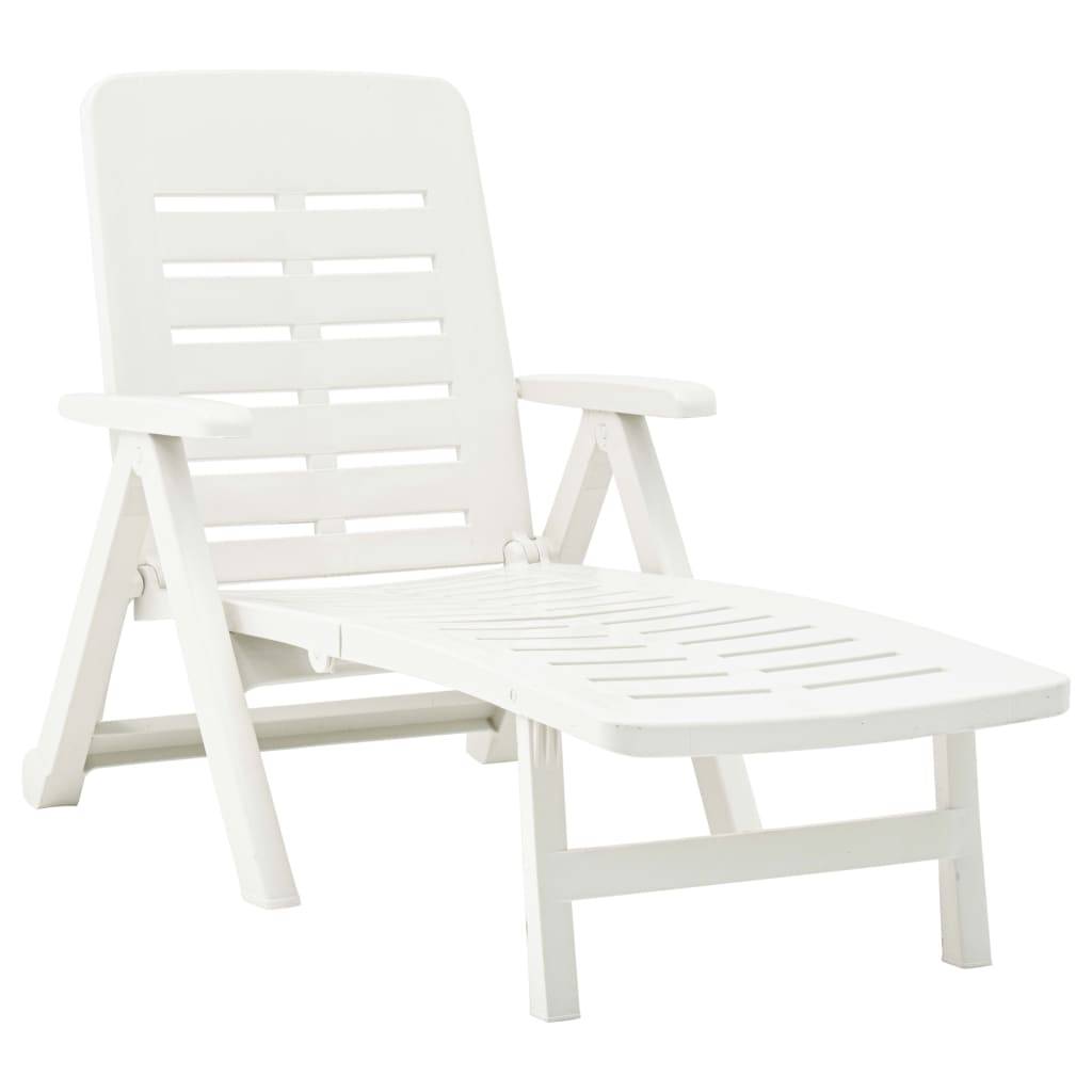 Bain De Soleil pliable, Transat, Chaise longue Plastique Blanc MP262 - Image 2
