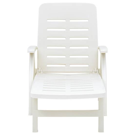 Bain De Soleil pliable, Transat, Chaise longue Plastique Blanc MP262 - Image 1