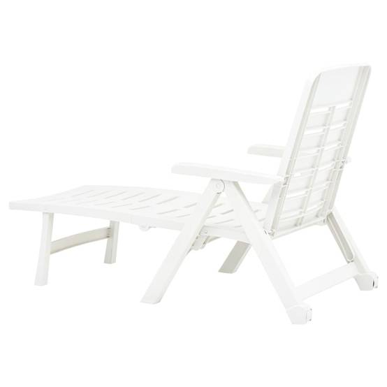 Bain De Soleil pliable, Transat, Chaise longue Plastique Blanc MP262 - Image 6