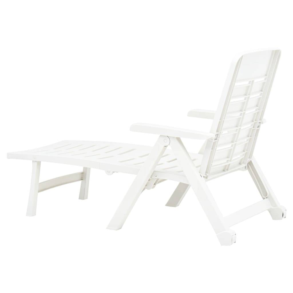 Bain De Soleil pliable, Transat, Chaise longue Plastique Blanc MP262 - Image 6