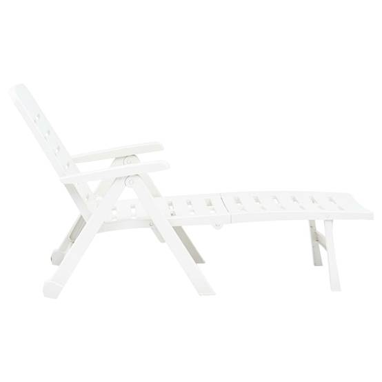 Bain De Soleil pliable, Transat, Chaise longue Plastique Blanc MP262 - Image 5