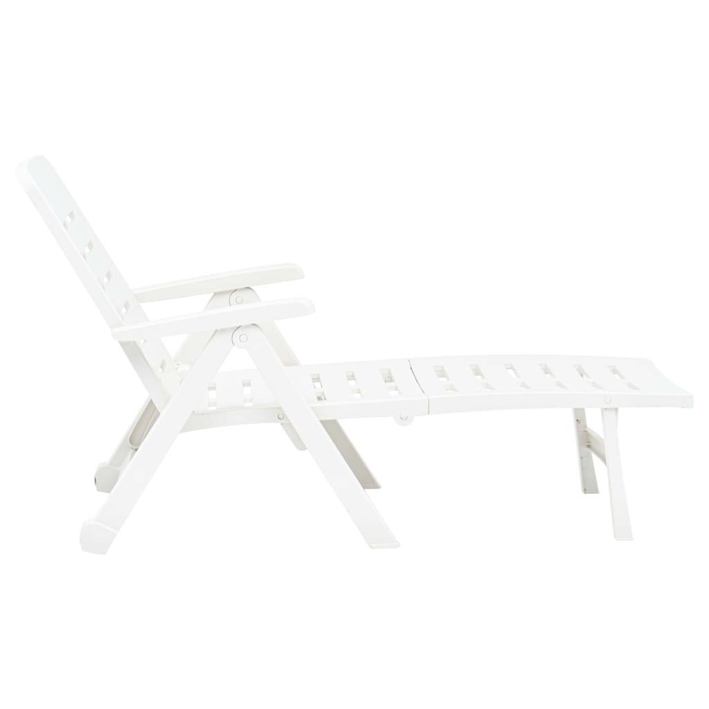 Bain De Soleil pliable, Transat, Chaise longue Plastique Blanc MP262 - Image 5
