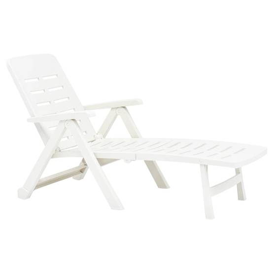 Bain De Soleil pliable, Transat, Chaise longue Plastique Blanc MP262 - Image 3