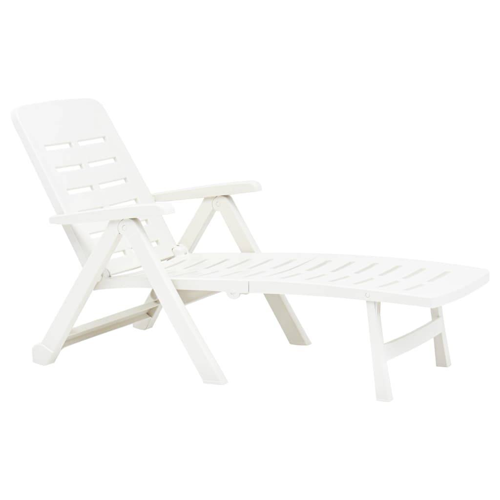 Bain De Soleil pliable, Transat, Chaise longue Plastique Blanc MP262 - Image 3