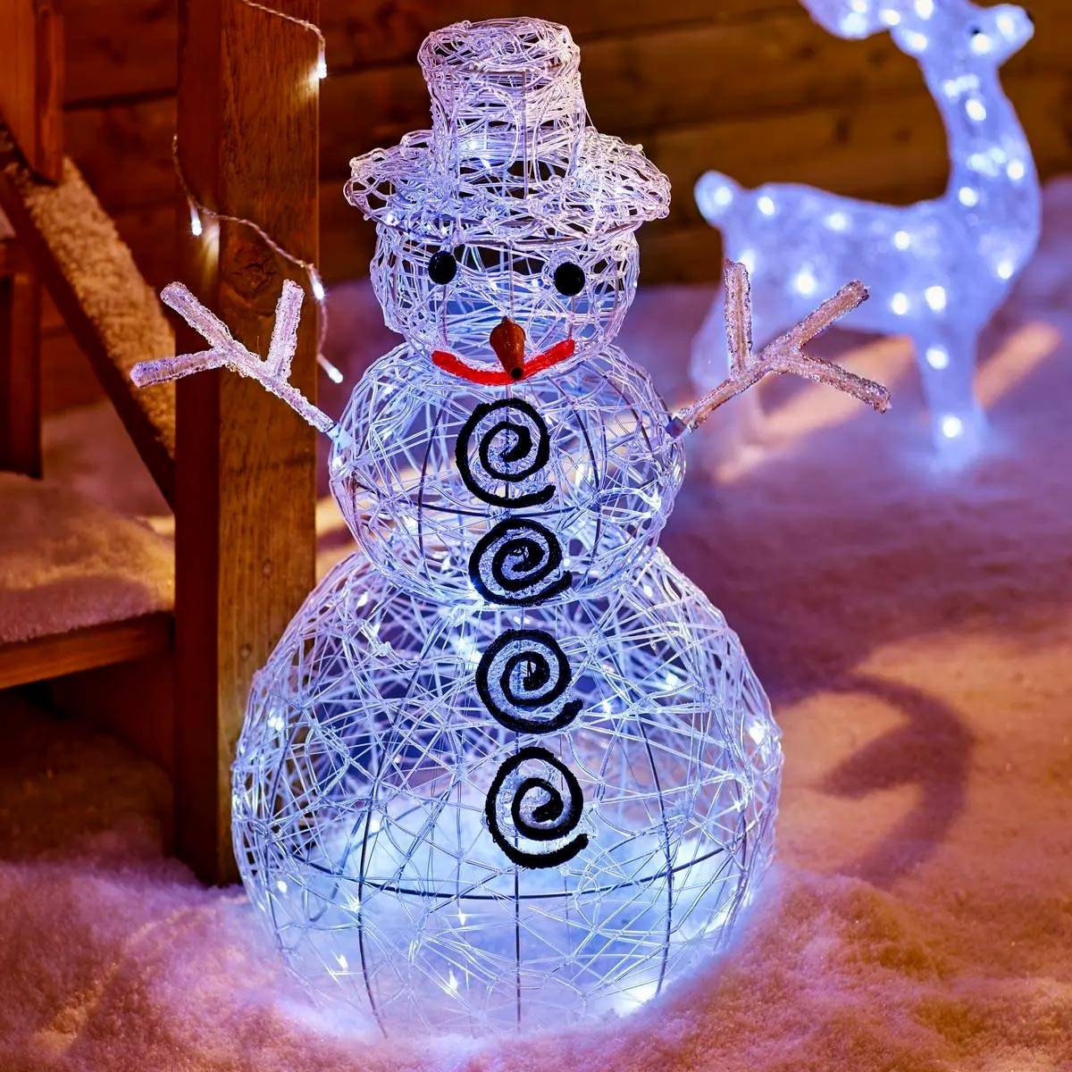 Forme acrylique bonhomme de neige 3D lumineuse 80 LED H.60cm extérieur blanc froid FEERIC LIGHTS & CHRISTMAS - Image 3