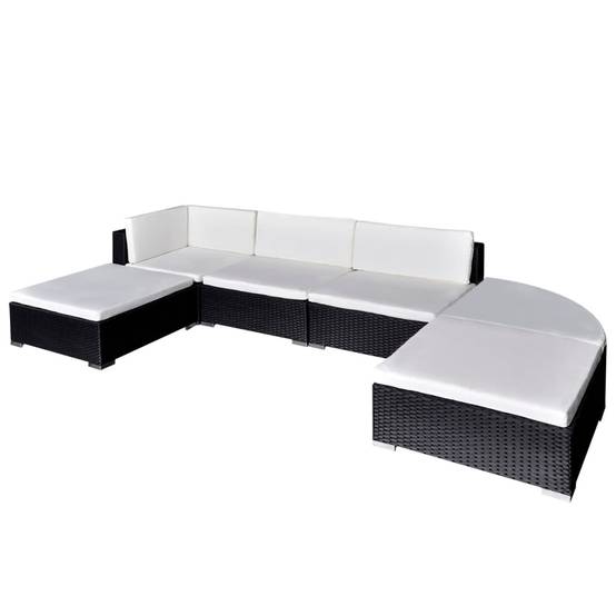 Helloshop26 - Salon de jardin meuble d'extérieur ensemble de mobilier 6 pièces avec coussins résine tressée noir - Imagen 1