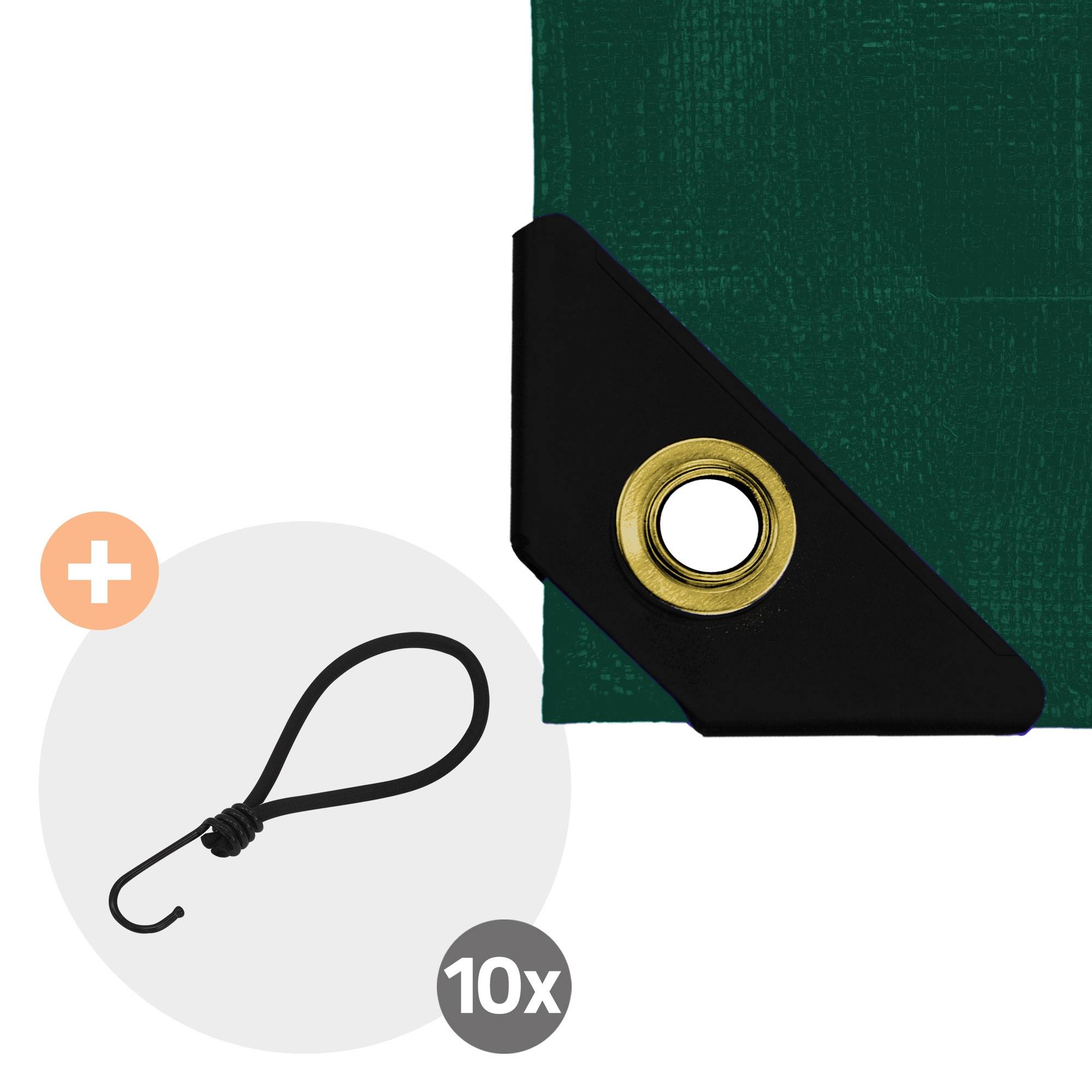 Ecd-Germany - Bâche de Protection Premium avec Œillets + 10 Crochets, 5x3m 15m², 650g/m², Vert, Tissu PVC, Indéchirable, Imperméable - Imagen 3