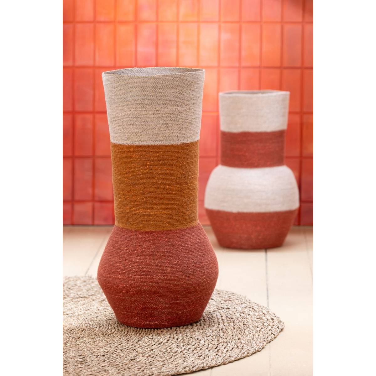 Vase Déco en Jonc "Rayures" 68cm Multicolore - Image 3
