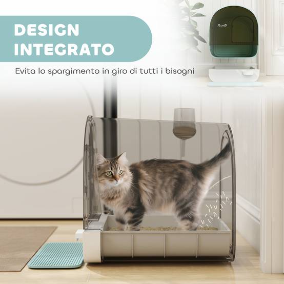 Litière fermée pour chats avec filtres, pelle et bac, PP, 43x44x47cm, vert - Image 9