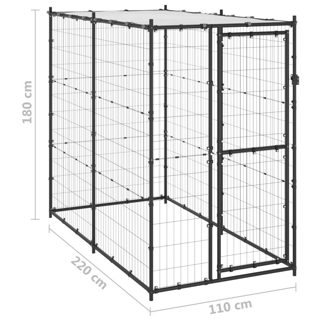 Helloshop26 - Chenil extérieur cage enclos parc animaux chien d'extérieur pour chiens acier avec toit 110 x 220 x 180 cm - Imagen 2
