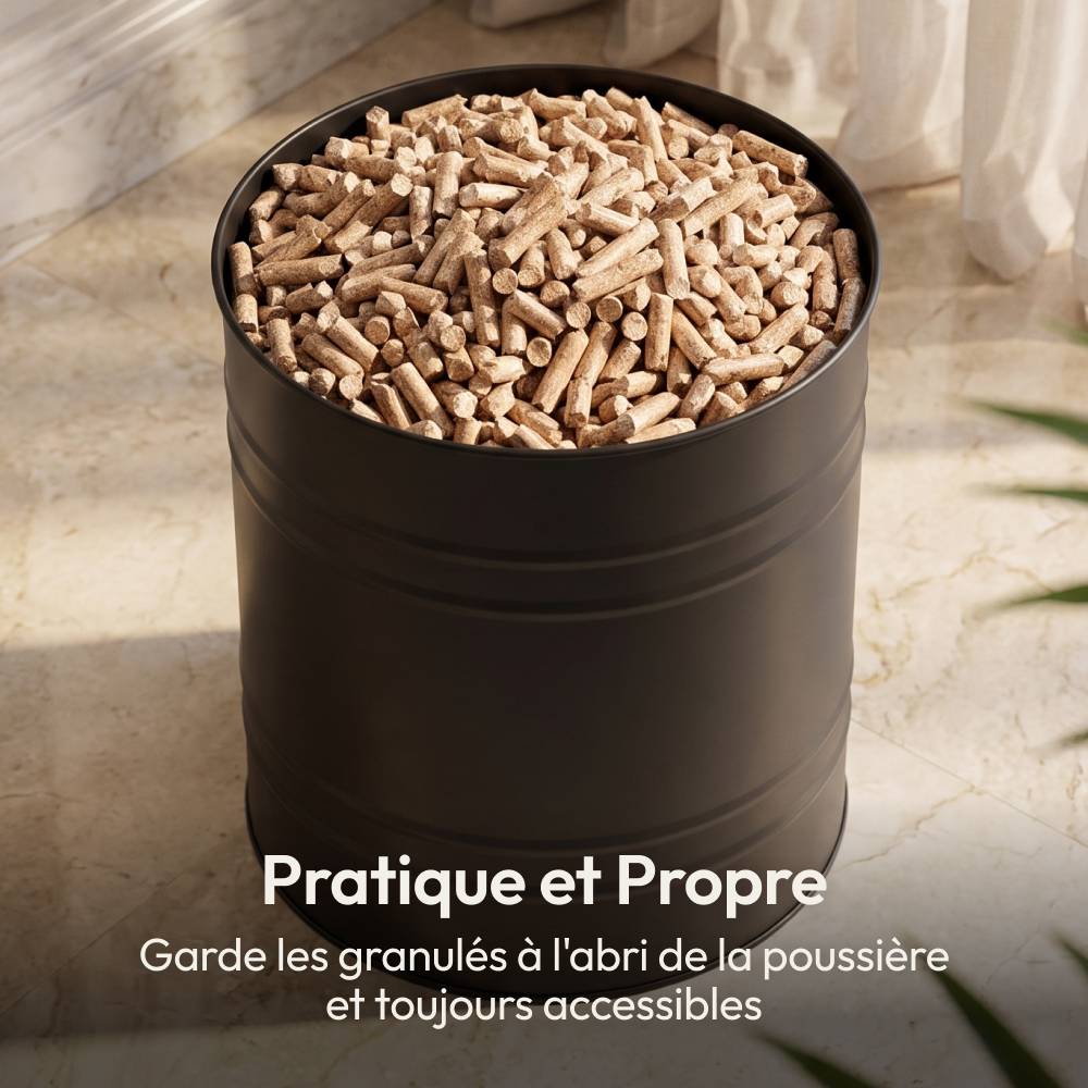Réservoir Pellets & Granulés Rond, Cap. 15kg, Métal Noir CASABEL - Image 4