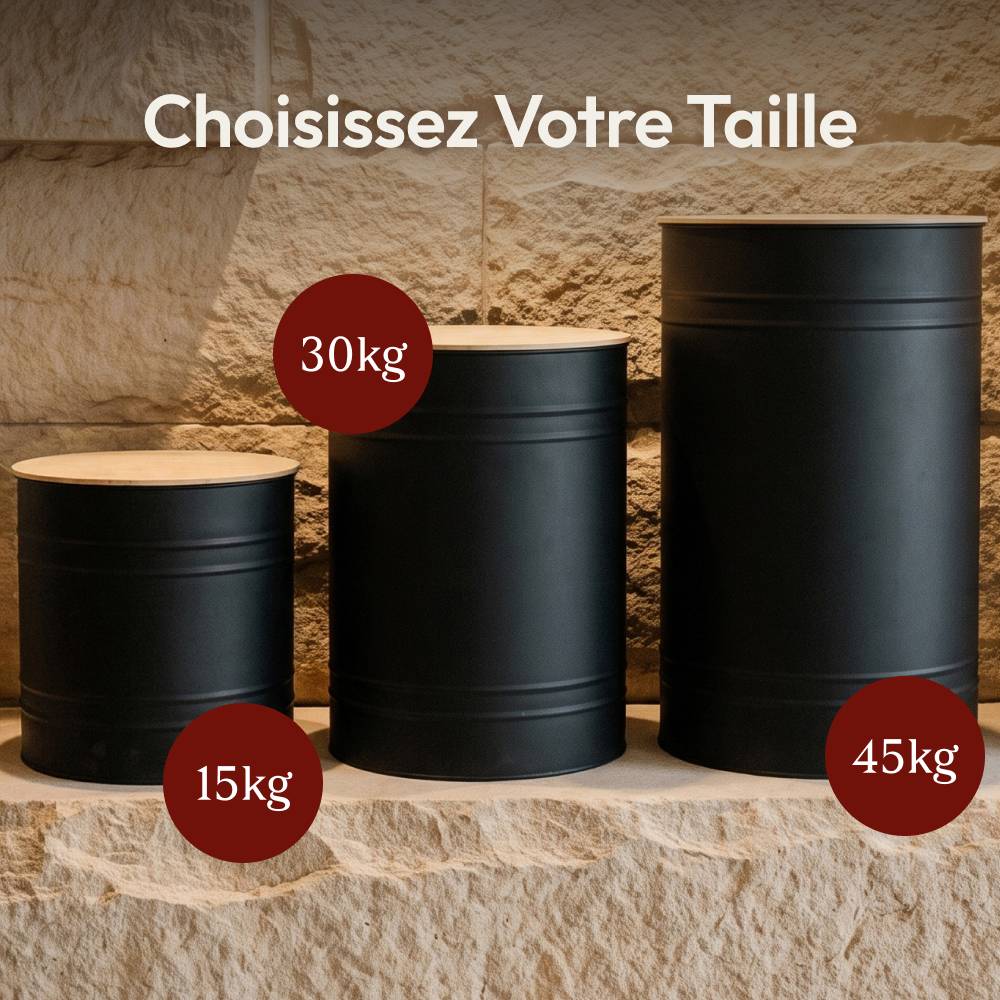 Réservoir Pellets & Granulés Rond, Cap. 15kg, Métal Noir CASABEL - Image 7