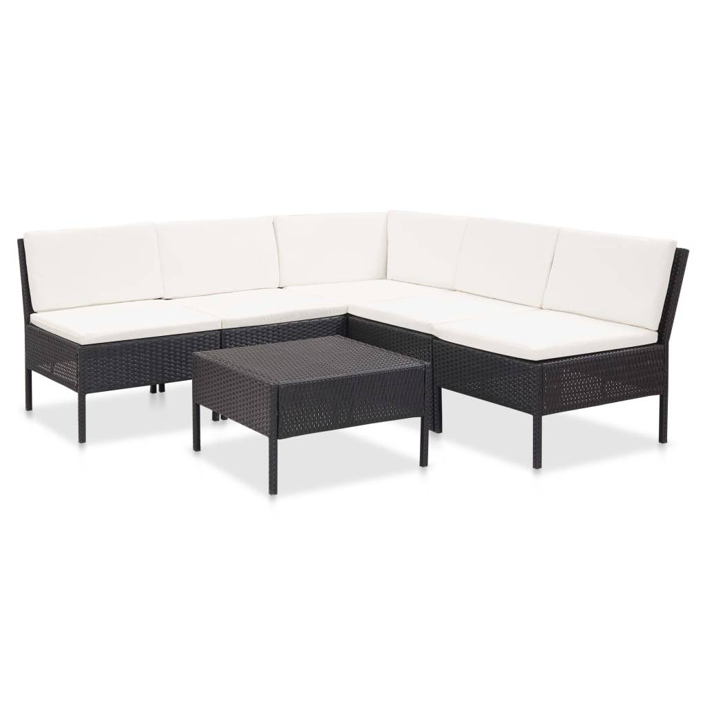 Vidaxl - Salon de jardin 6 pcs avec coussins Résine tressée Noir vidaXL 48936 - Imagen 1