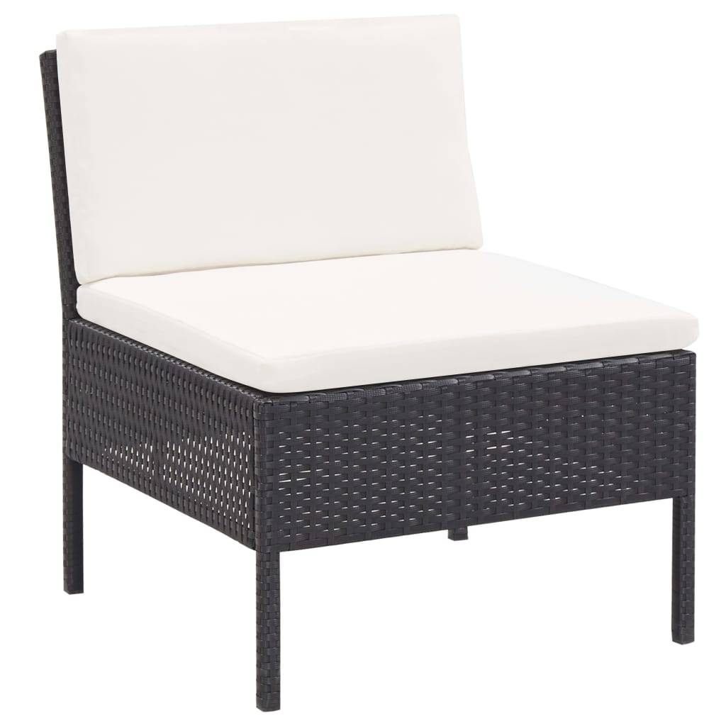 Vidaxl - Salon de jardin 6 pcs avec coussins Résine tressée Noir vidaXL 48936 - Imagen 7
