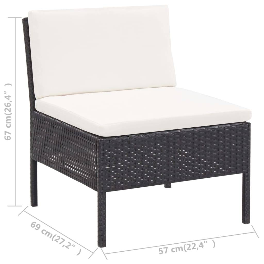 Vidaxl - Salon de jardin 6 pcs avec coussins Résine tressée Noir vidaXL 48936 - Imagen 3