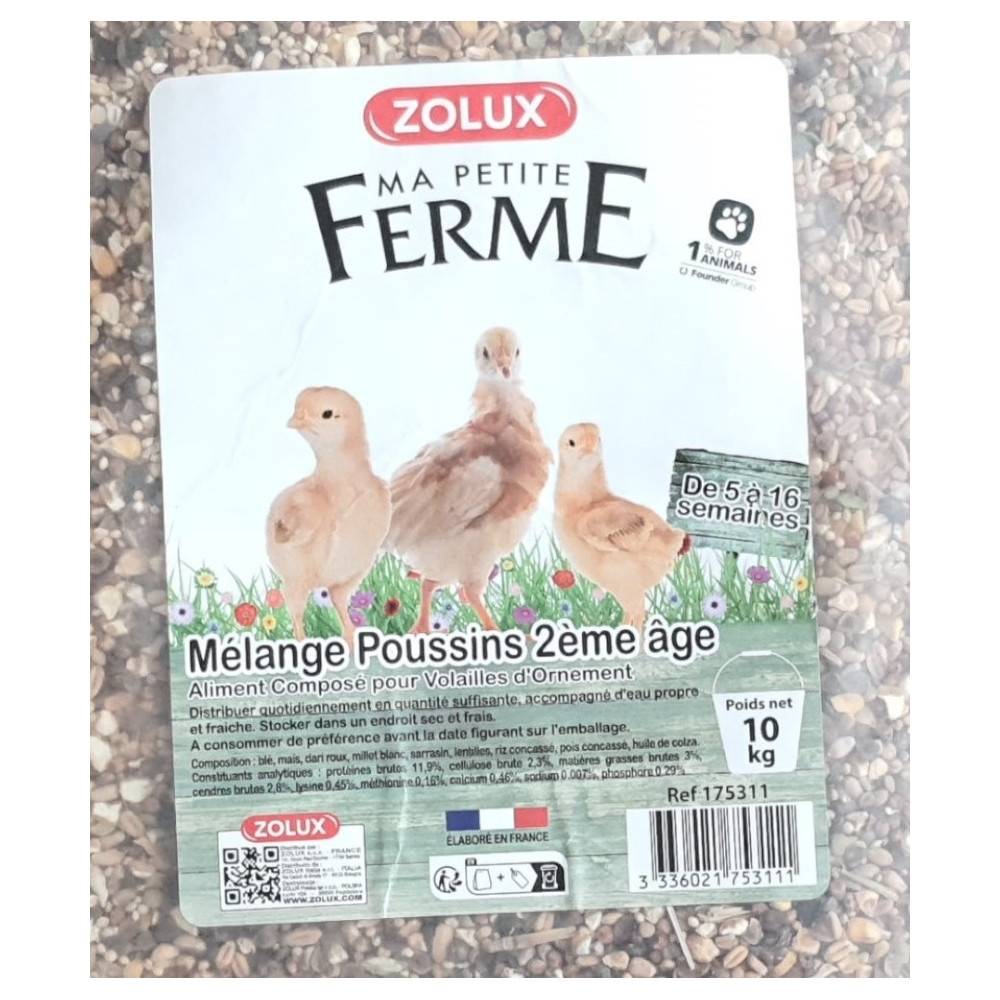 Zolux - Aliments composé, mélange poussin 2eme âge 10kg basse cour - Imagen 2