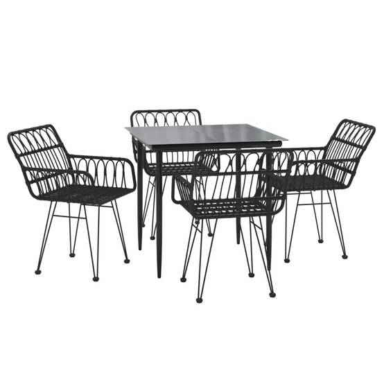 Salon de Jardin Repas 4 Personnes Chaise Confortables Résine Tressée Noire – ComfortXL Outdoor Living - Image 3