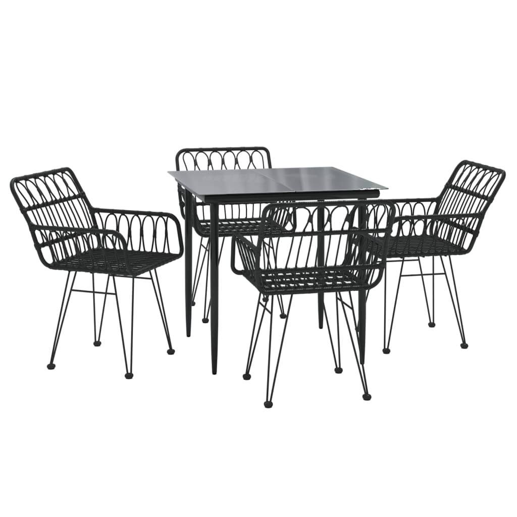 Salon de Jardin Repas 4 Personnes Chaise Confortables Résine Tressée Noire – ComfortXL Outdoor Living - Image 3