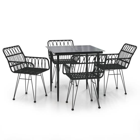 Salon de Jardin Repas 4 Personnes Chaise Confortables Résine Tressée Noire – ComfortXL Outdoor Living - Image 2