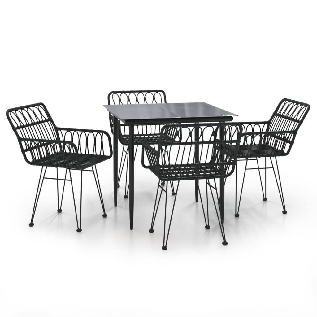 Salon de Jardin Repas 4 Personnes Chaise Confortables Résine Tressée Noire – ComfortXL Outdoor Living - Image 2
