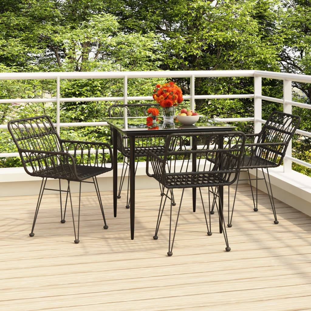 Salon de Jardin Repas 4 Personnes Chaise Confortables Résine Tressée Noire – ComfortXL Outdoor Living - Image 1