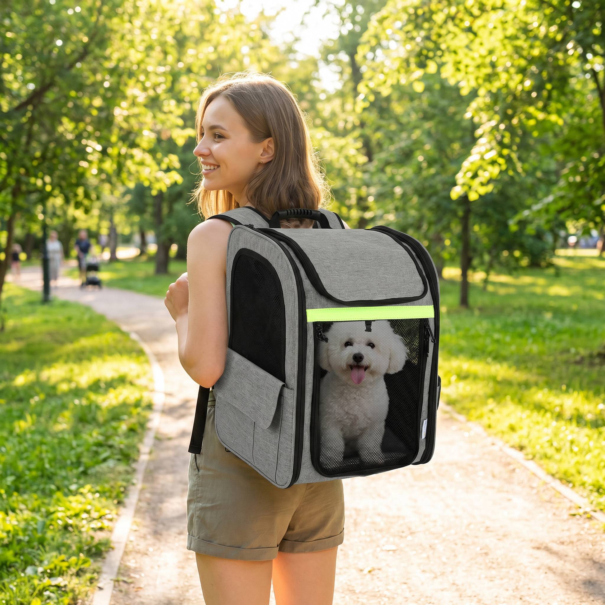 Sac de transport extensible pour chien et chat polyester poches multiples gris clair - ComfortXL Outdoor Living - Image 10