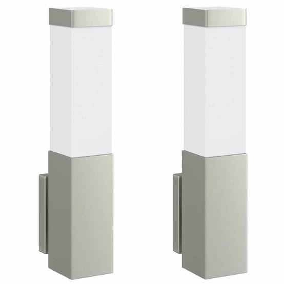 2pcs Appliques murales extérieures - Lampes murales extérieures Argent 10,5 x 6 x 35 cm g6 - Image 1
