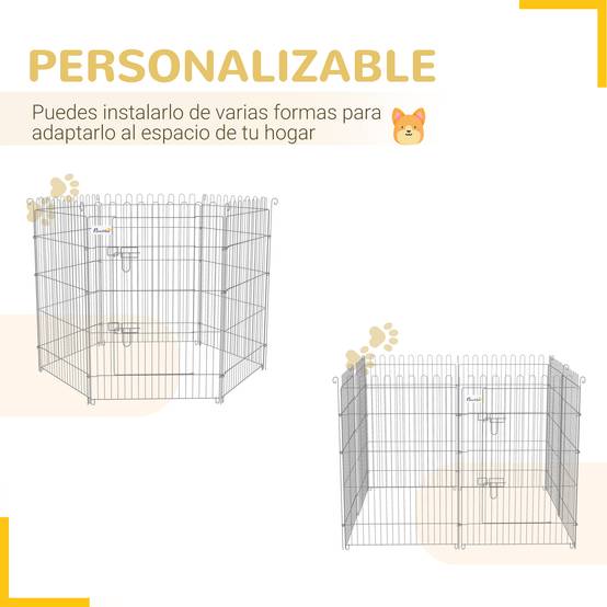Clôture pliante pour chien en 8 parties, 63 x 91 cm, avec 1 portillon et cadre en acier, couleur argent, idéale pour jardin et terrasse. - Image 6