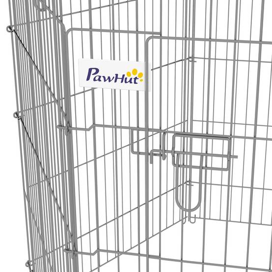 Clôture pliante pour chien en 8 parties, 63 x 91 cm, avec 1 portillon et cadre en acier, couleur argent, idéale pour jardin et terrasse. - Image 10